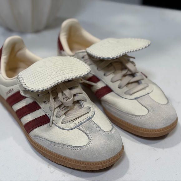 adidas Shoes - Adidas Samba OG Cream Burgundy Leather Sneakers